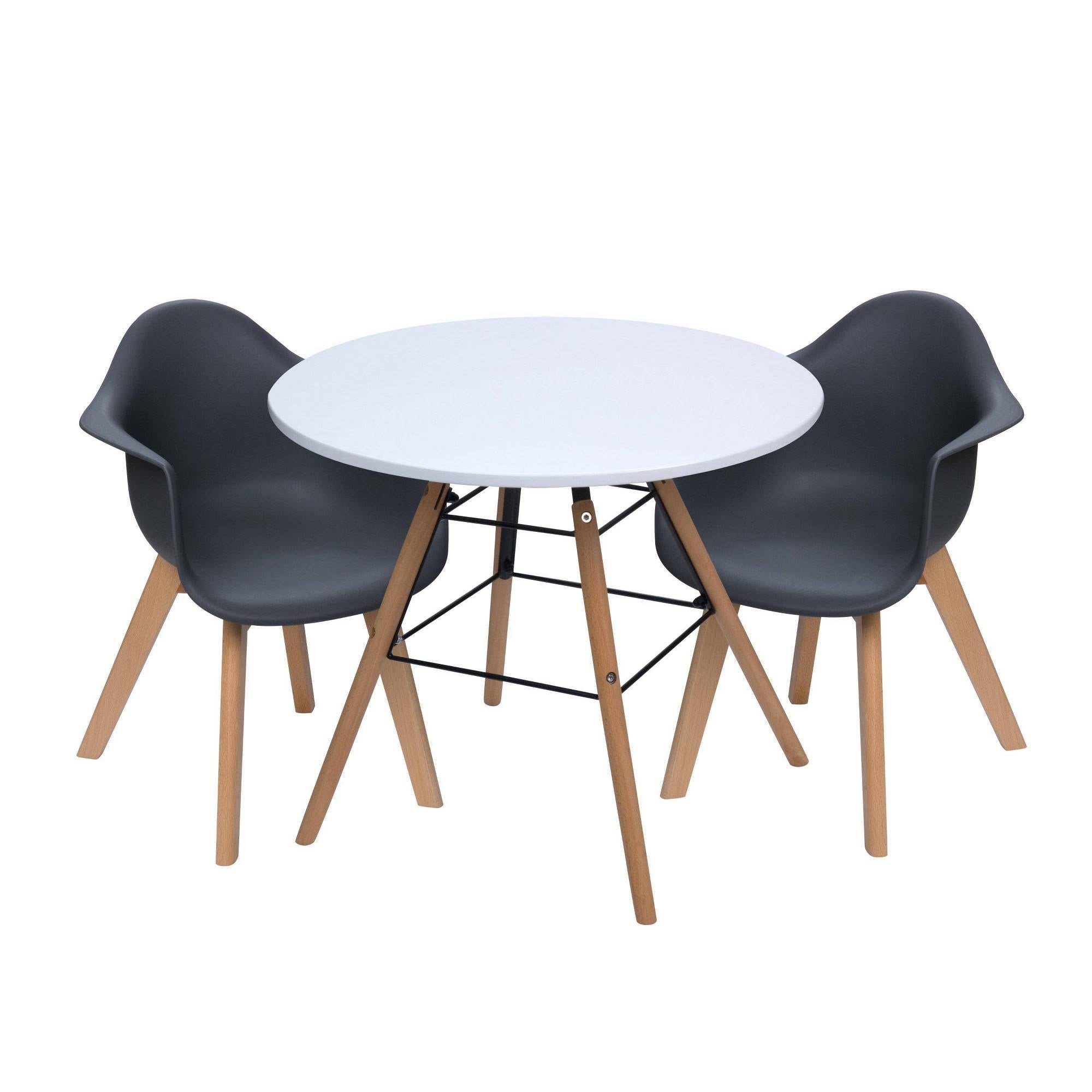 Round Kids Table with Gray Arm Chairs H868