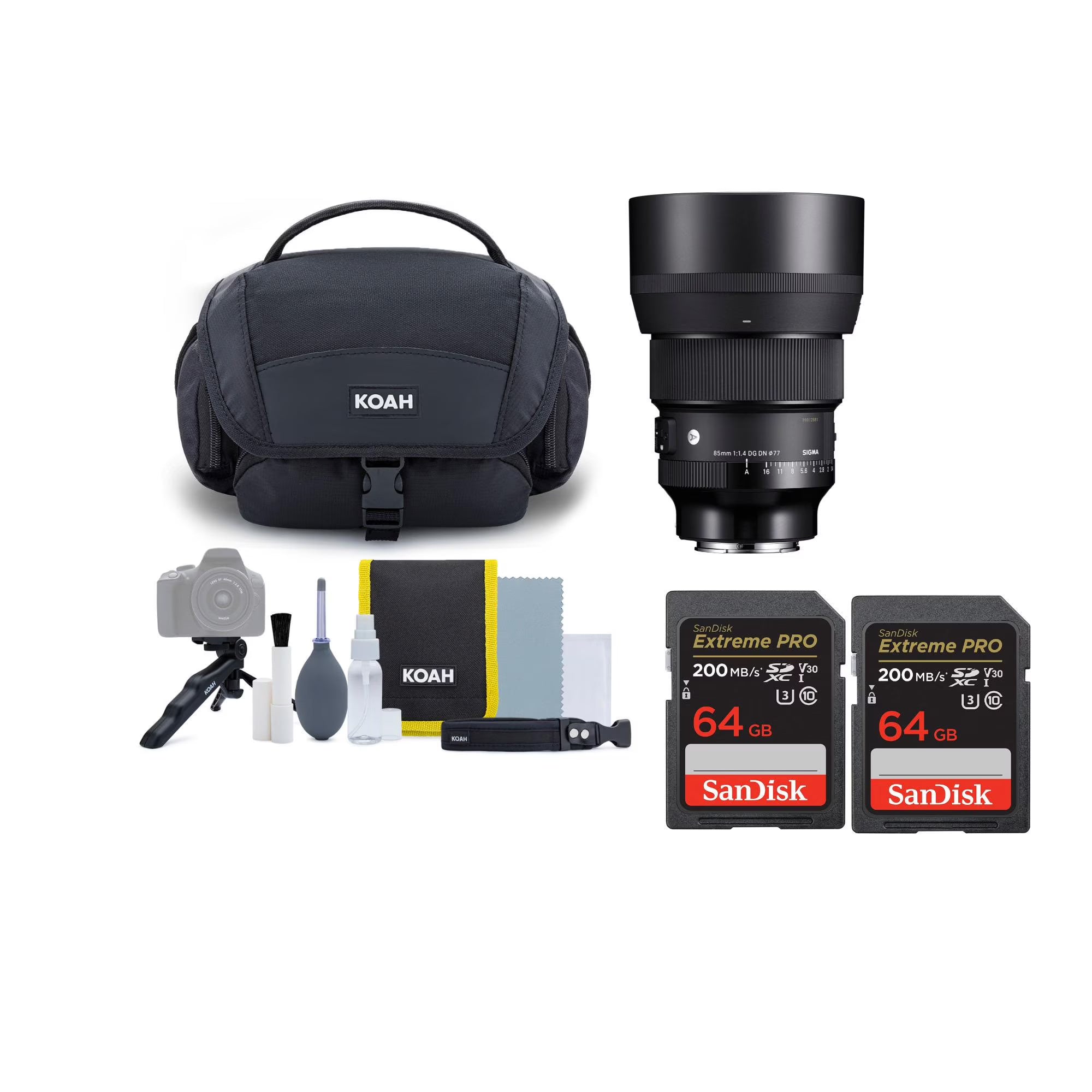 85mm f/1.4 DG DN Art Lens for Sony E with Koah Advanced Travel Kit N203