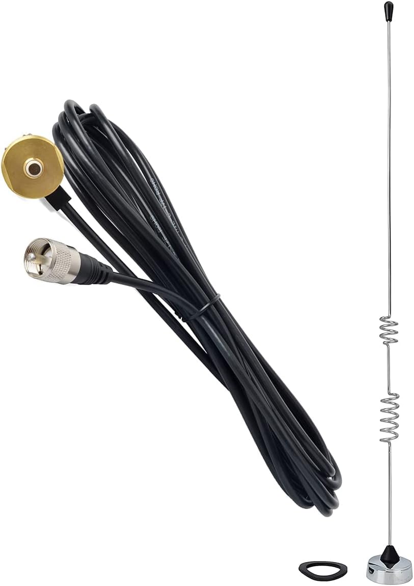 Dual-Band NMO Antenna VHF 144Mhz UHF 430MHz with 13ft RG-58 Coax Cable PL-259 Mount H94362