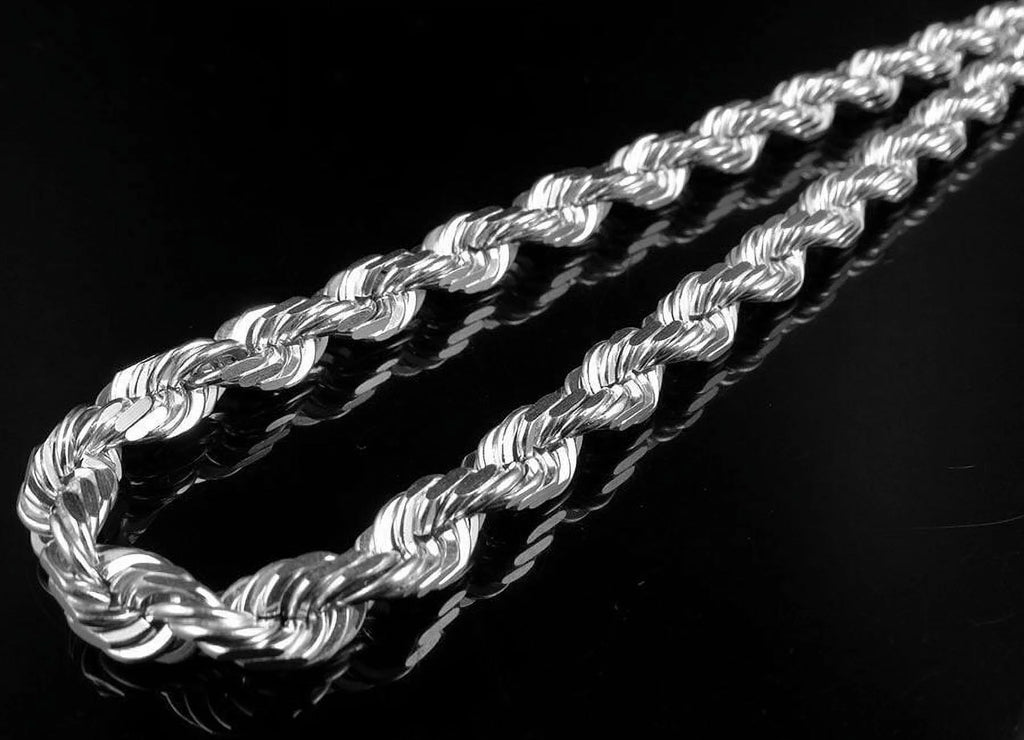 10K White Gold Rope Chain 6MM 20-30 Inches T340