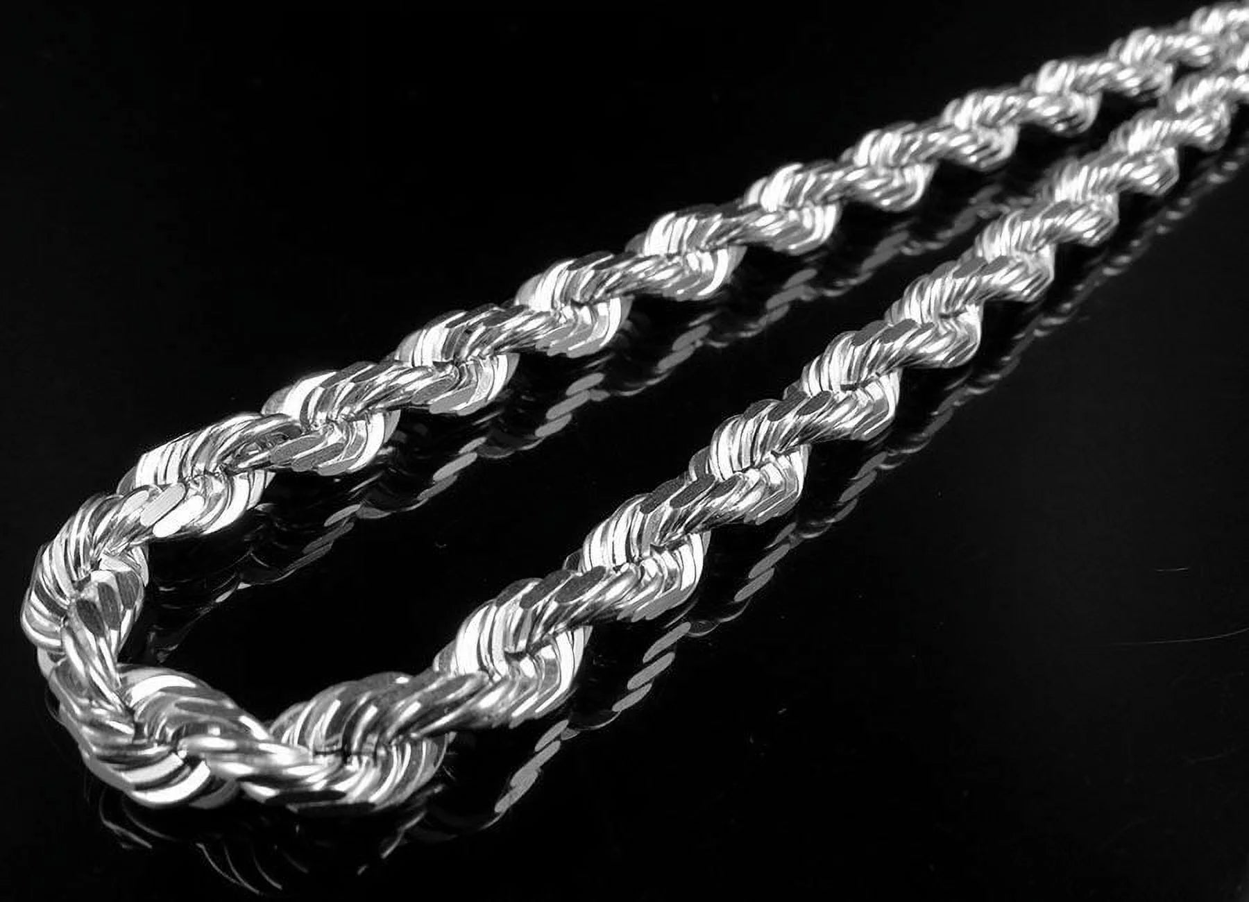10K White Gold Rope Chain 6MM 20-30 Inches T340