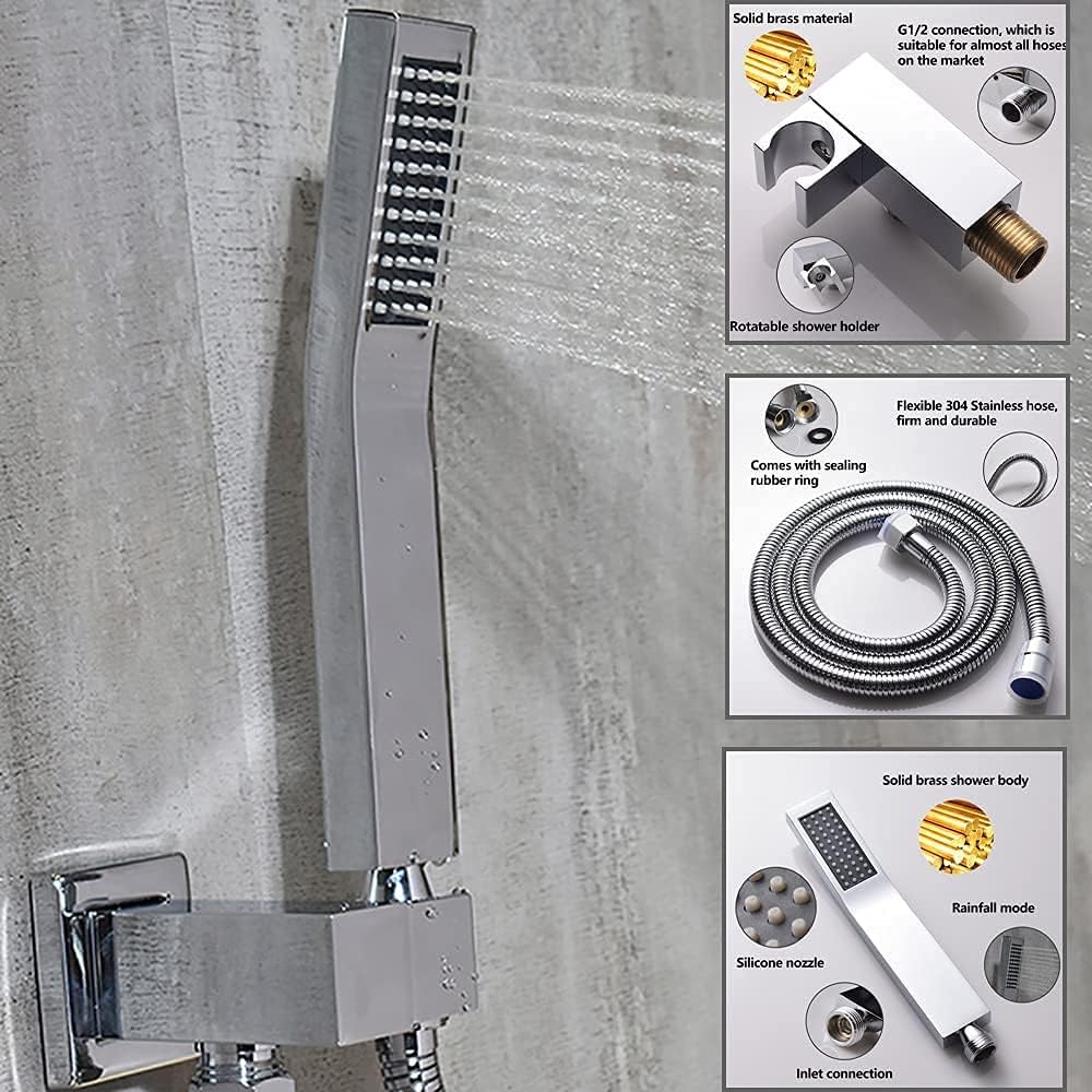 12 Inch Thermostatic Rain Shower System Wall Mounted Combo Set (Chrome) T3788