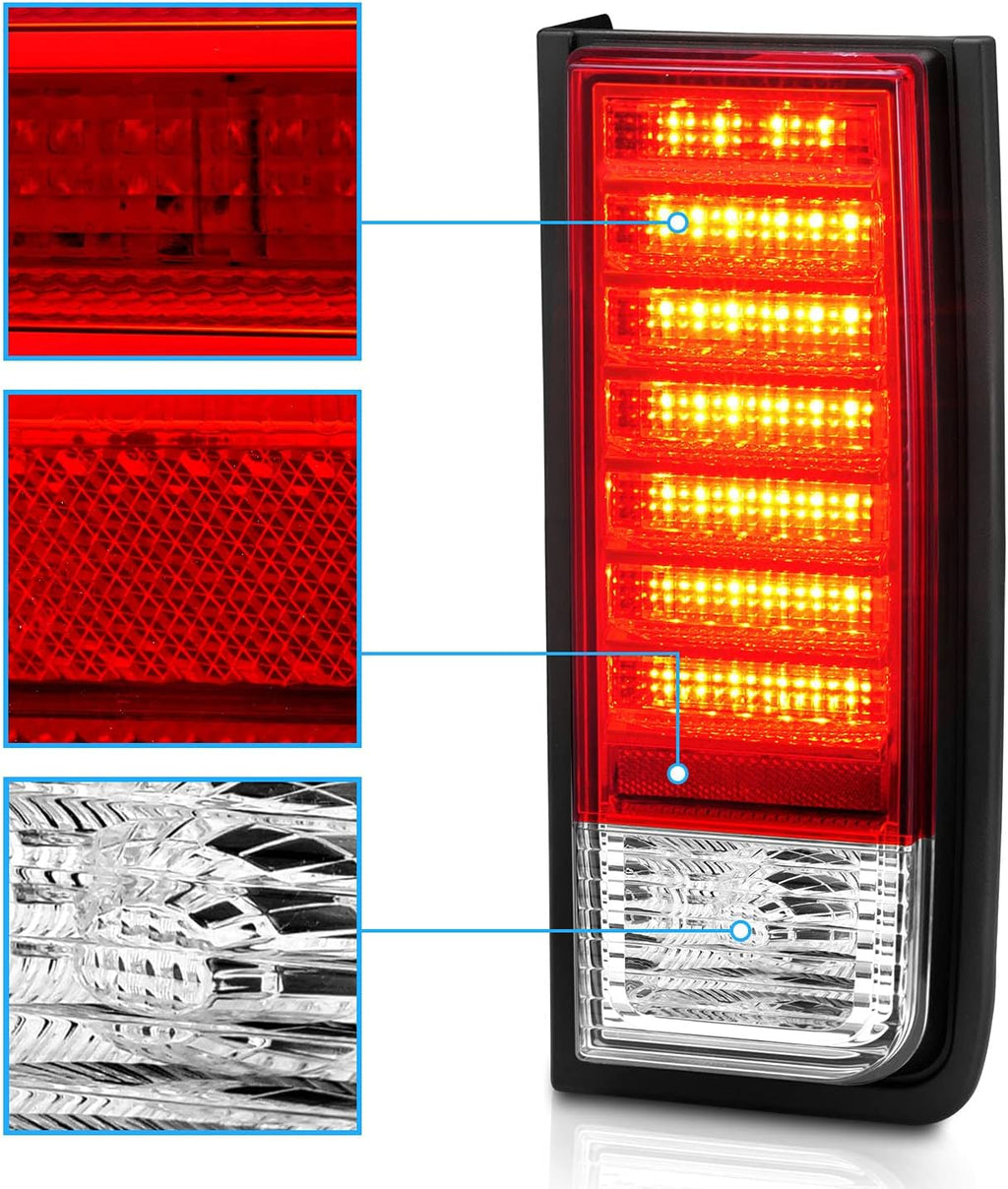 Red/Clear LED Brake Turn Signal Tail Lights Set for Hummer H2 Y327