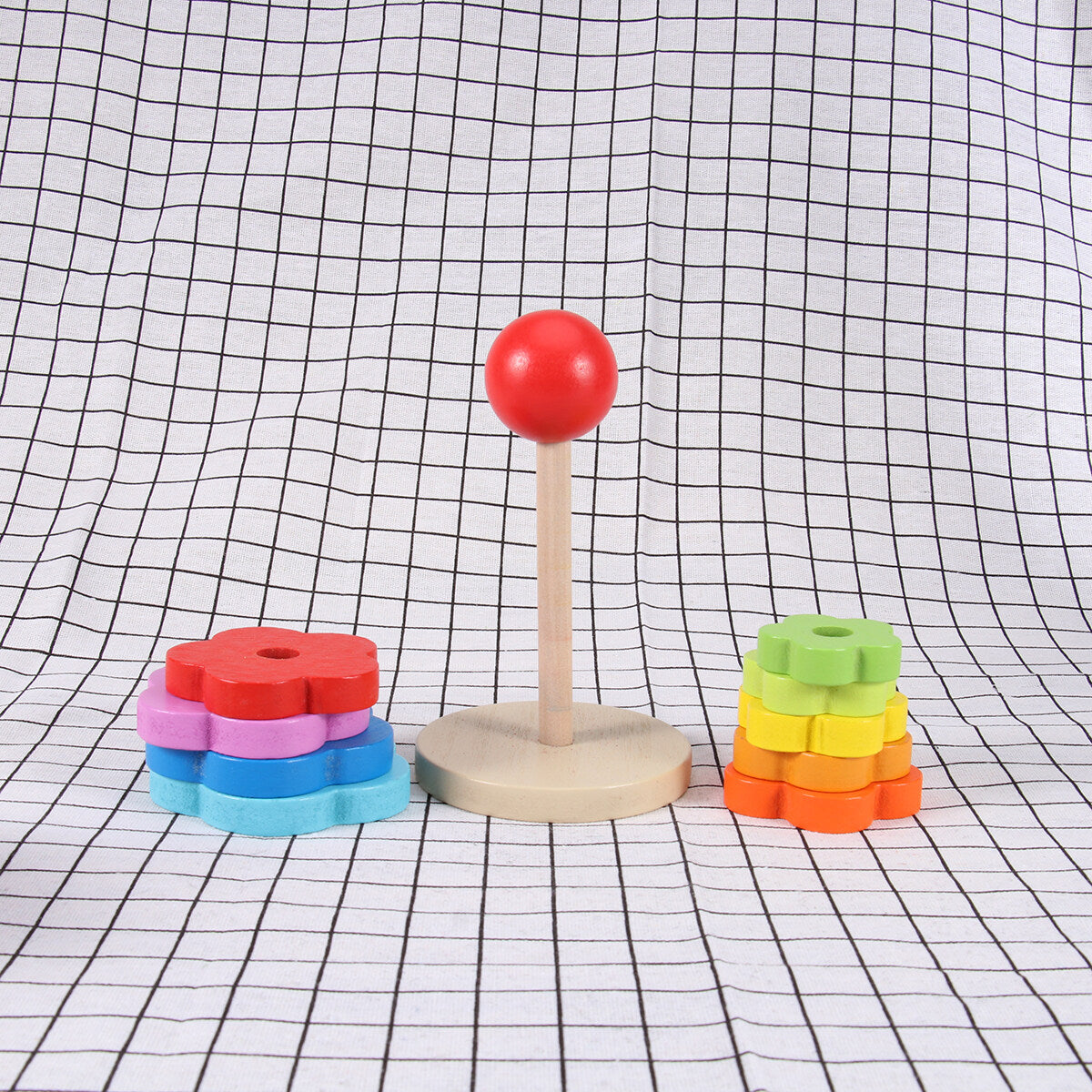 Rainbow Stacking Game Toy Circle Building Blocks Tower Educational Wooden Toy L841022