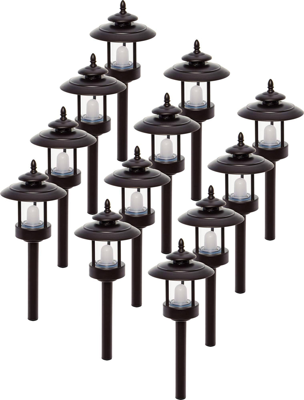 12 Pack 100 Lumen Low Voltage LED Pathway Light Landscape Lights (Bronze) G3279