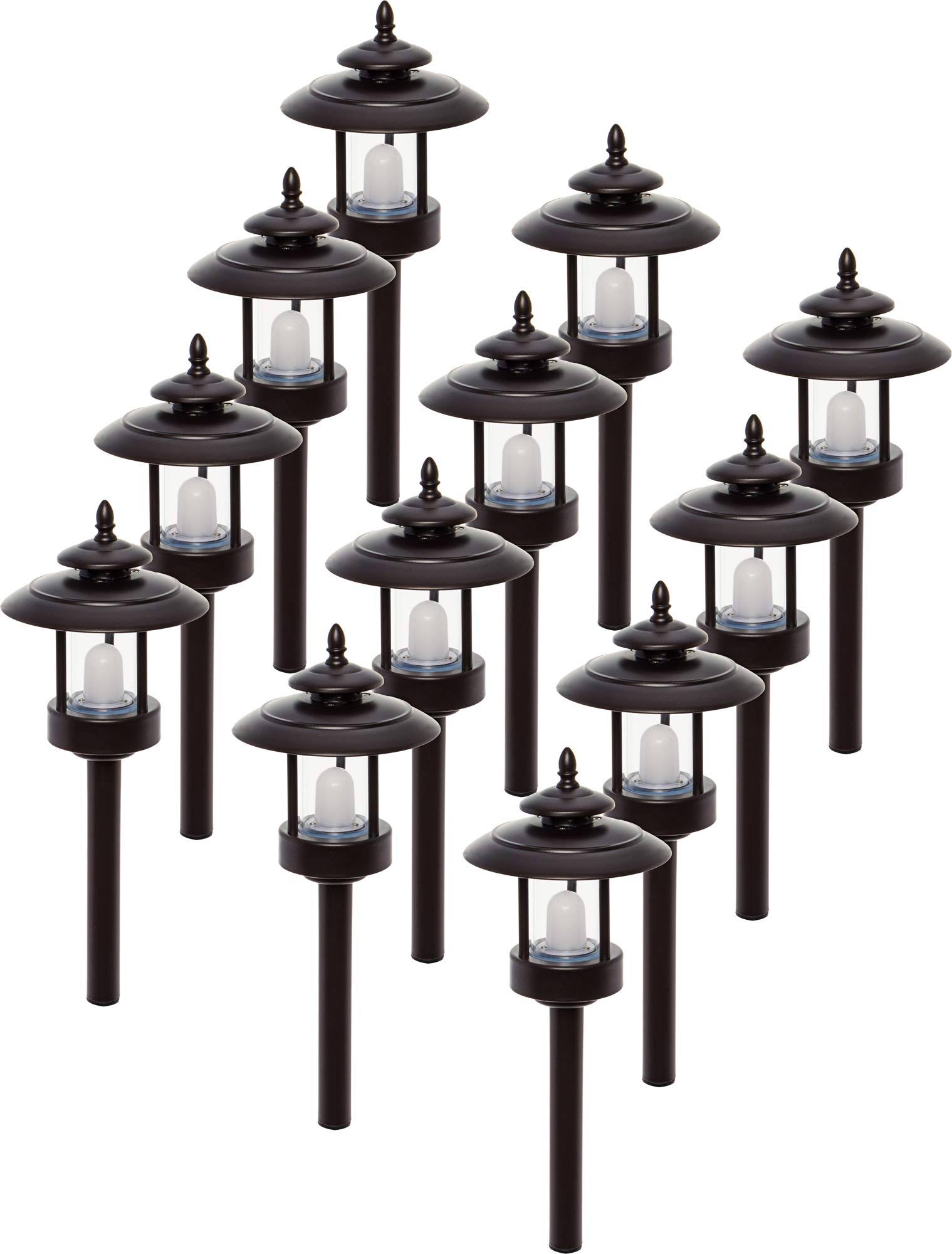 12 Pack 100 Lumen Low Voltage LED Pathway Light Landscape Lights (Bronze) G3279