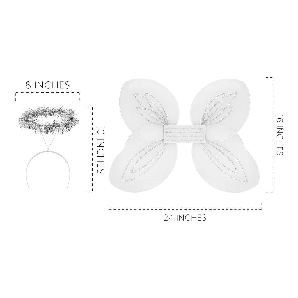 White and Silver Angel Wings and Halos Costume Set I2308
