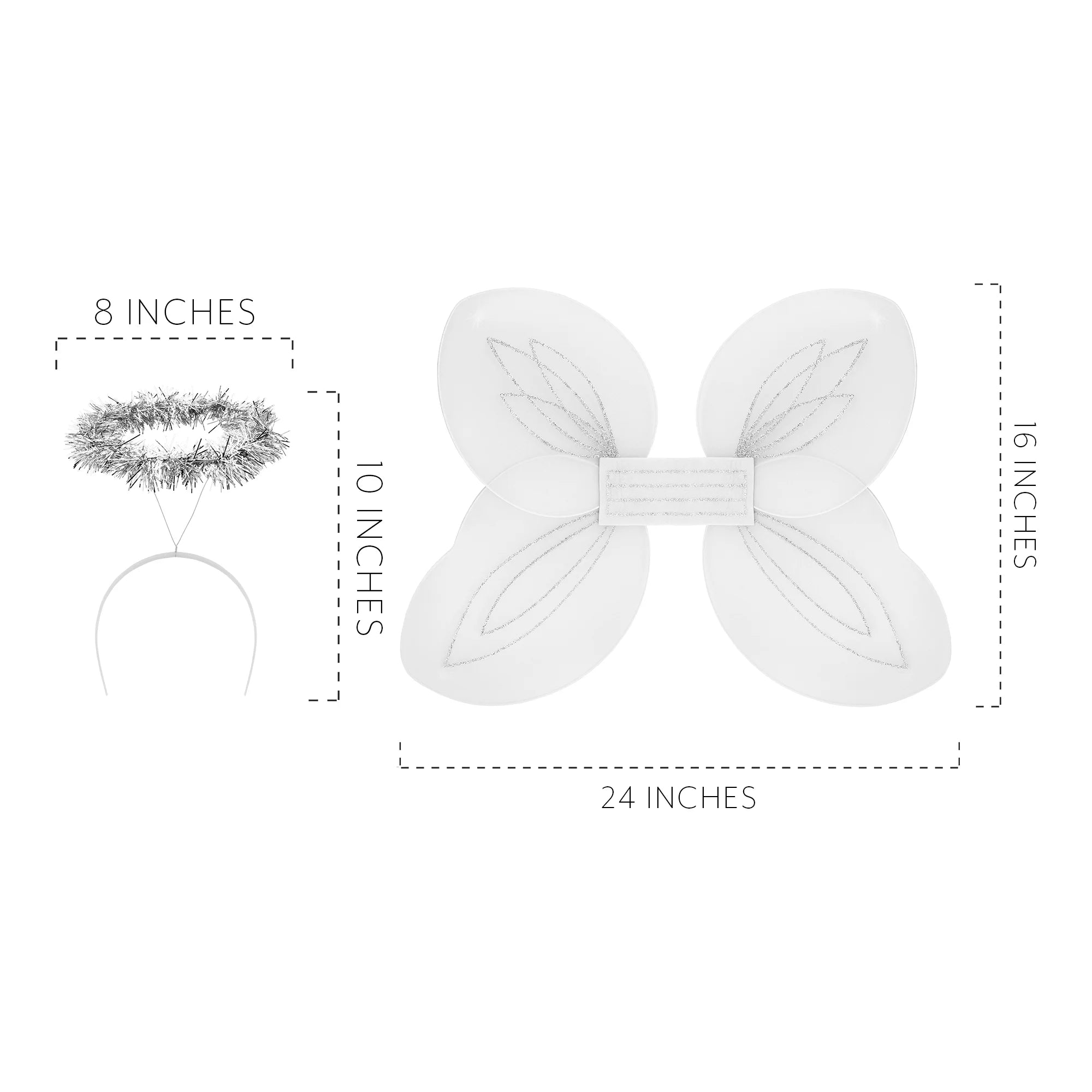 White and Silver Angel Wings and Halos Costume Set I2308