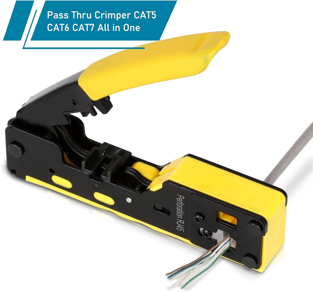 RJ45 Crimp Tool Kit Pass Thru Ethernet Crimping Tool Set for 8P8C Modular Connectors B6635