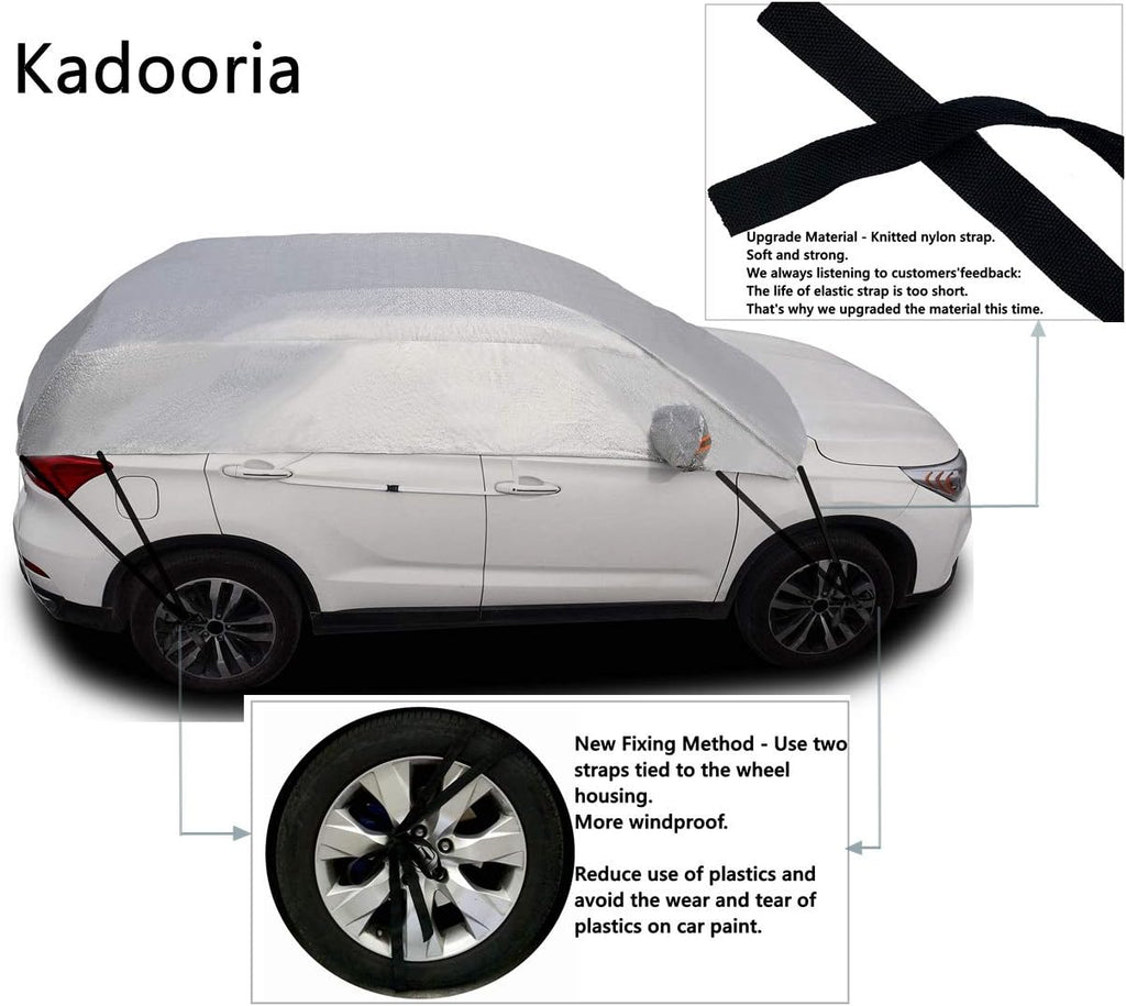 Half Car Cover Waterproof Windproof Dustproof Windshield Cover Pack of 2 W190658