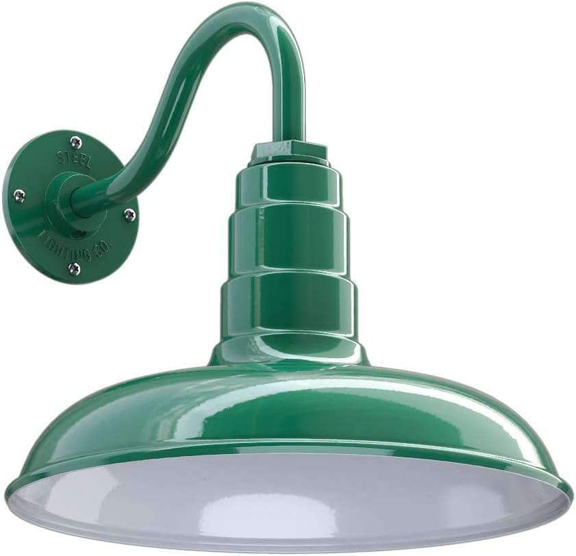 Gooseneck Barn Light with Steel Dome, 16 Gooseneck, Black Q96485