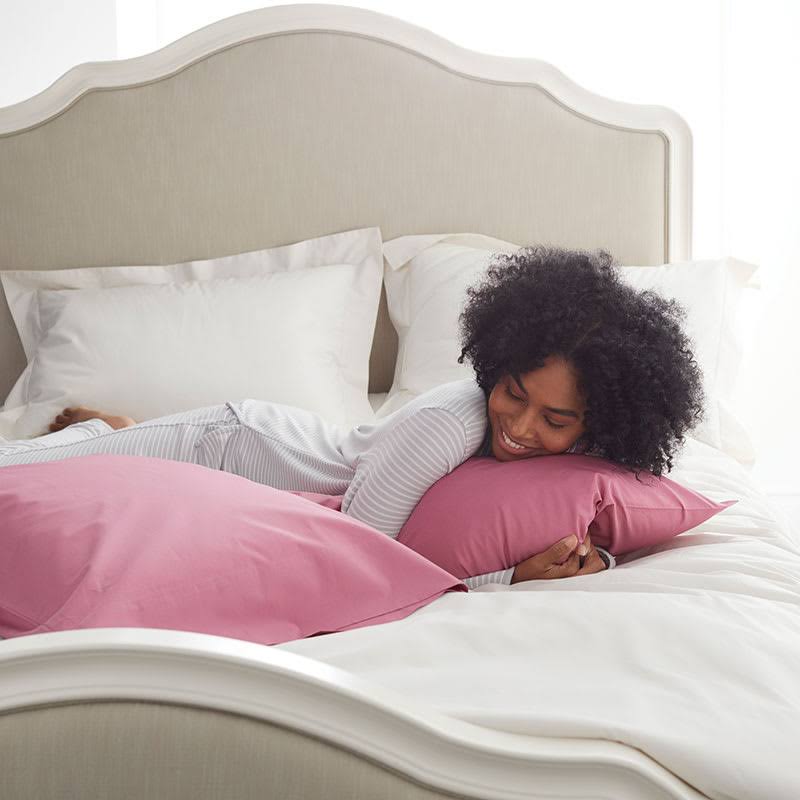 Cotton 300-Thread Count Cotton Percale Queen Deep Pocket Fitted Sheet J1713