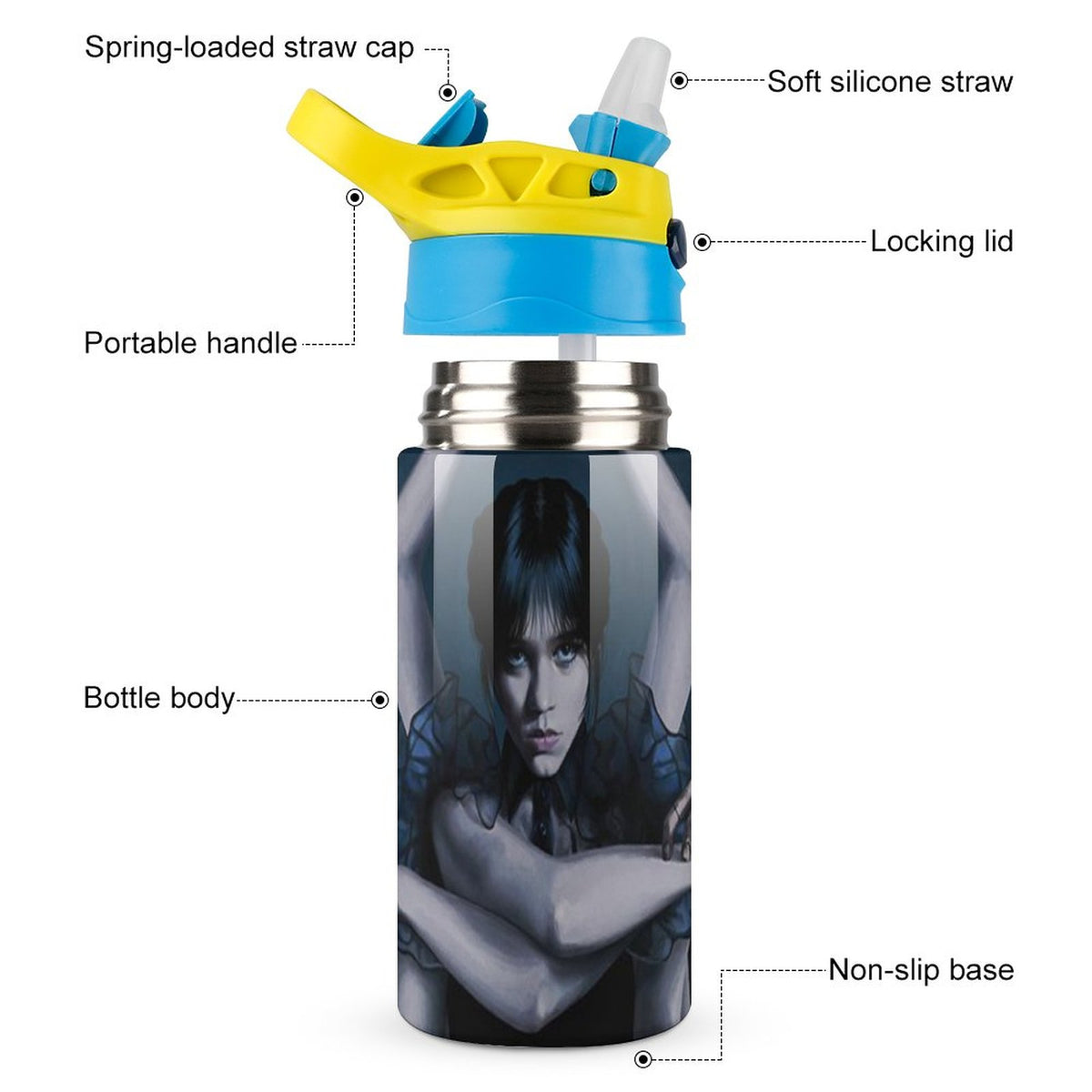 Stainless Steel Water Bottle with Straw V712