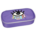 Purple / Multi-Coloured Pencil Case with Pen Loops and Triangle Compartment C506