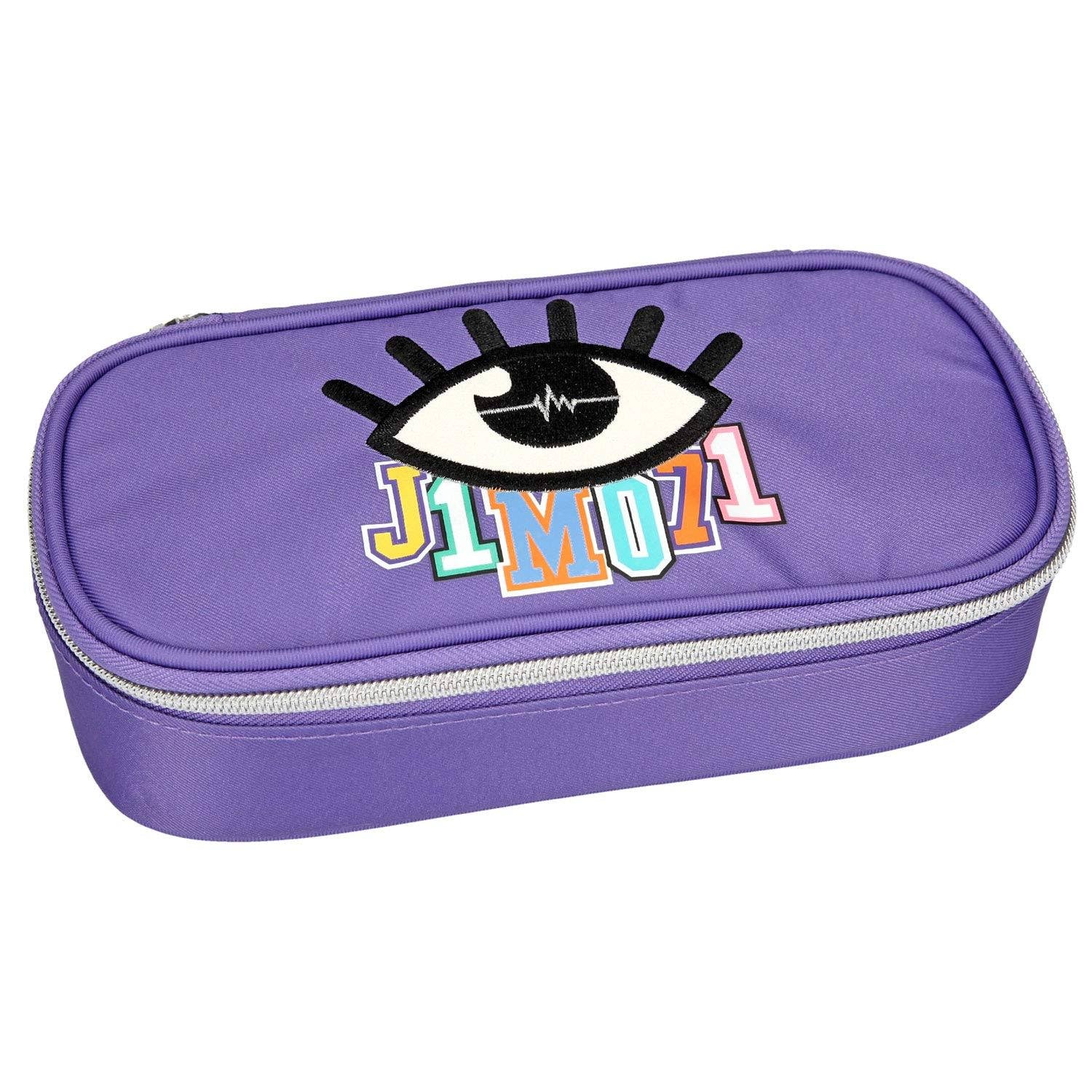 Purple / Multi-Coloured Pencil Case with Pen Loops and Triangle Compartment C506