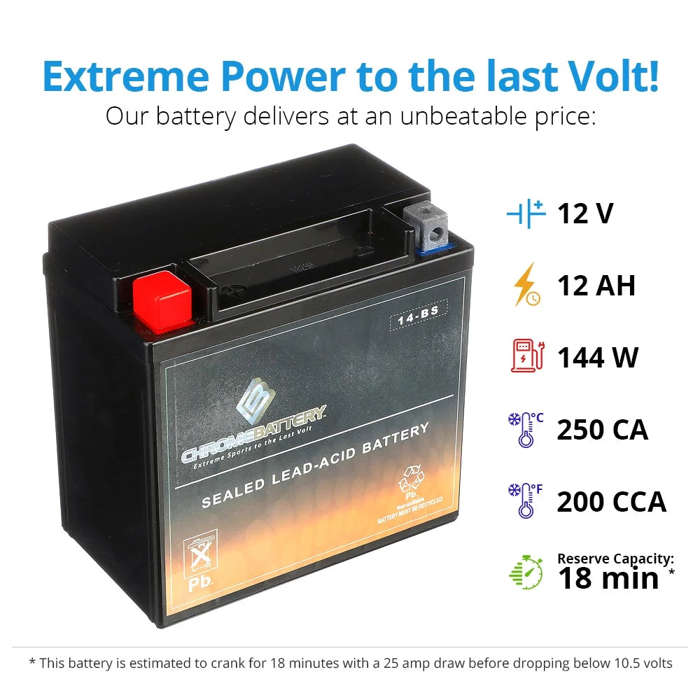 Motorcycle Battery 12 Volt 12 Ah 200 CCA R611