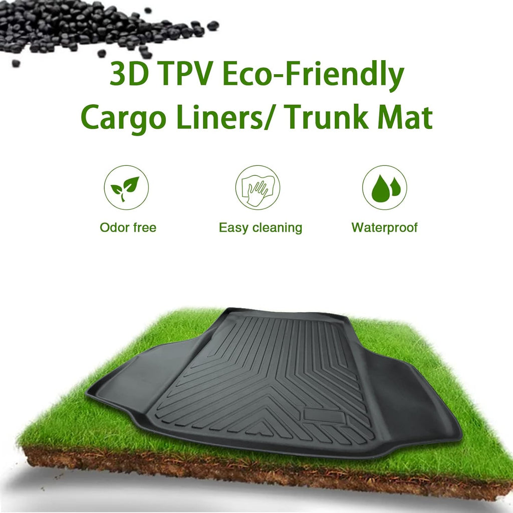 Black All Weather Waterproof TPV Rear Trunk Cargo Mat, Pack of 2 Z64681