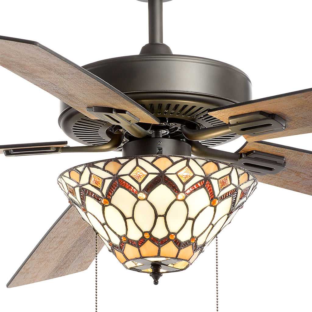 52x22 5-Blade LED Stained Glass Lighted Ceiling Fan E188038
