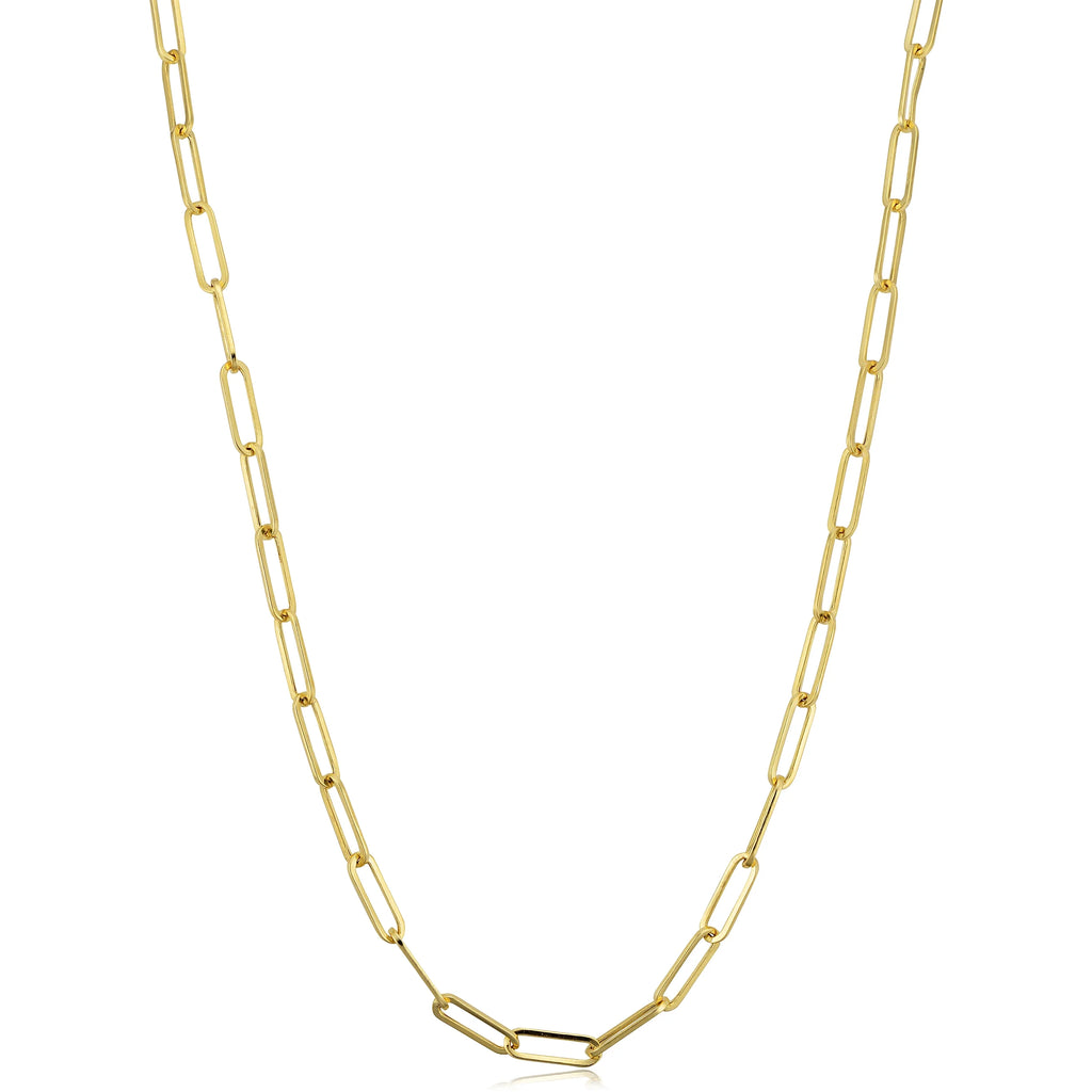 14k Yellow Gold Polished Paperclip Chain Necklace (3.2 mm, 18 inch) V171662