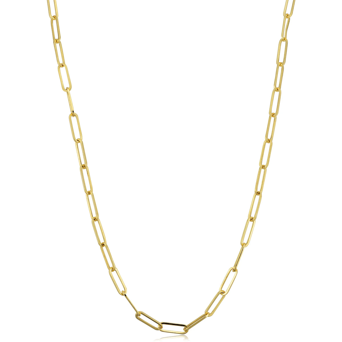 14k Yellow Gold Polished Paperclip Chain Necklace (3.2 mm, 18 inch) V171662