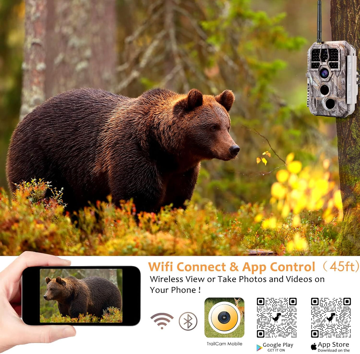 Deer & Trail Game Camera 32MP 1296P No Glow Night Vision Waterproof Motion Activated D929619