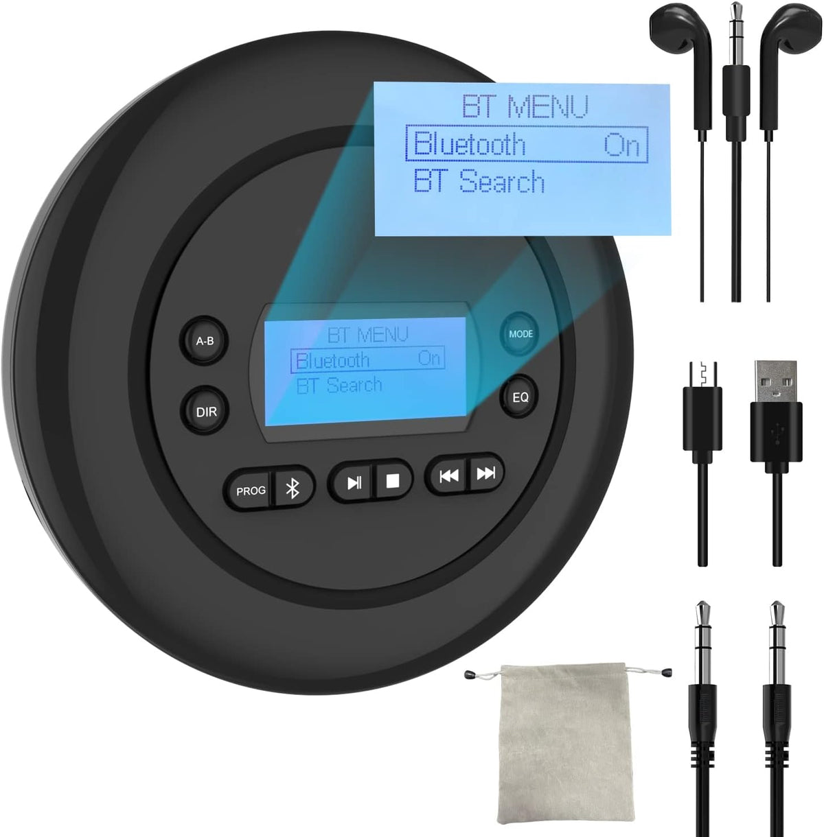 Pack of 2 Portable Bluetooth CD Player with Dual Headphone Jack O415516