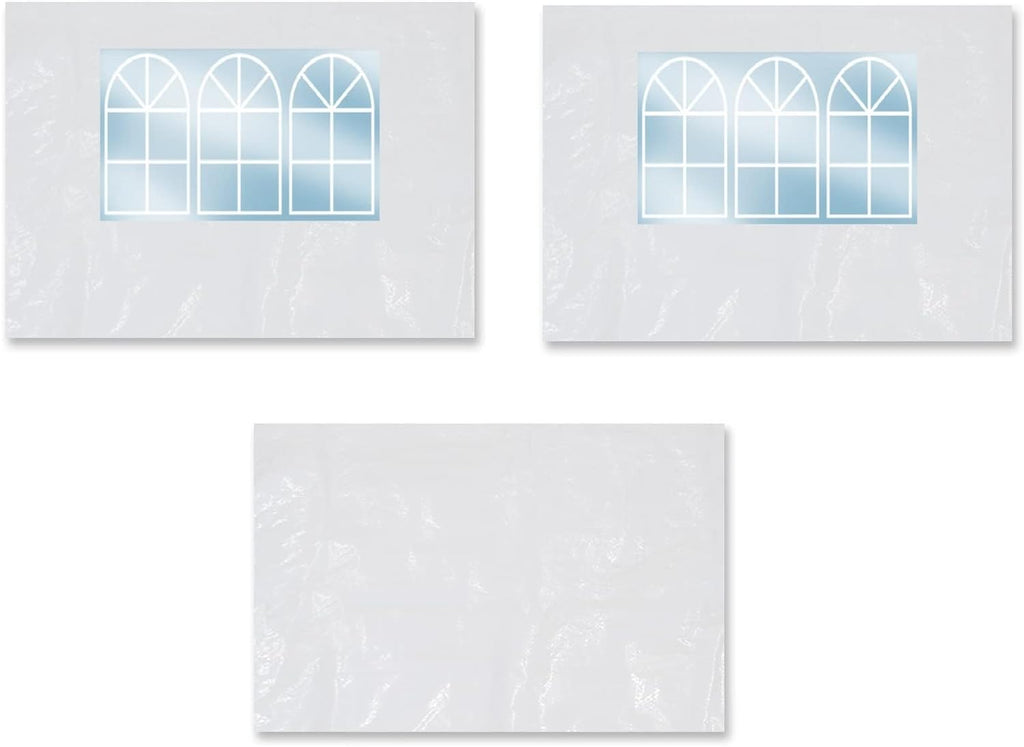 Tent Side Panel Replacement for Folding Canopy Gazebo Marquee (2 Pcs with Window, 1 Pc without Window, White) P324