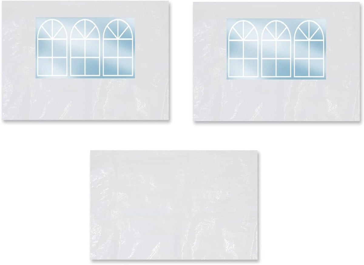 Tent Side Panel Replacement for Folding Canopy Gazebo Marquee (2 Pcs with Window, 1 Pc without Window, White) P324