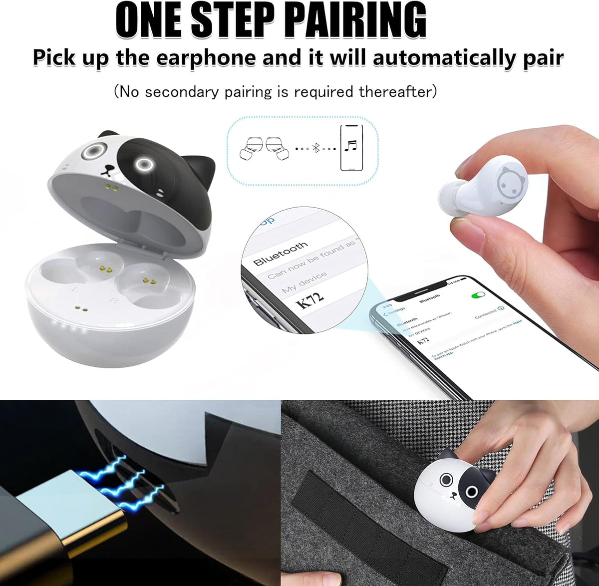 Wireless Earbuds with Wireless Charging Case, IPX6 Waterproof, 36H Playtime, Pack of 2 E7603
