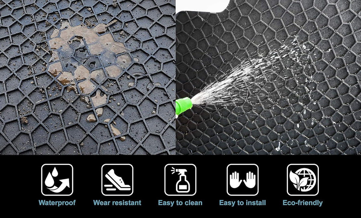 Black Rubber Heavy Duty Cargo Floor Mat Pack of 2 G72278