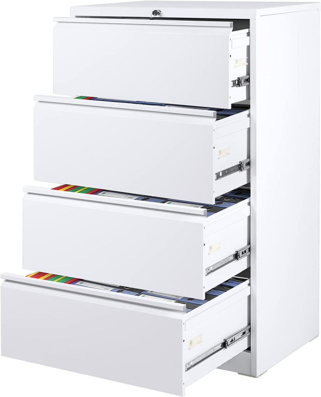 3 Drawer White Metal Lateral File Cabinet with Lock W998780