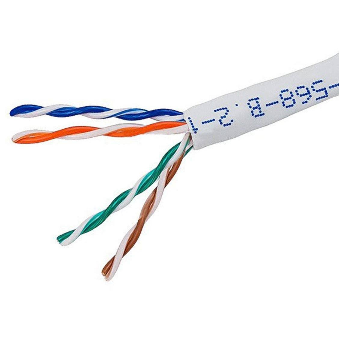 Cat5e Ethernet Bulk Cable Stranded 350MHz UTP Copper Wire 24AWG 1000ft White N4198