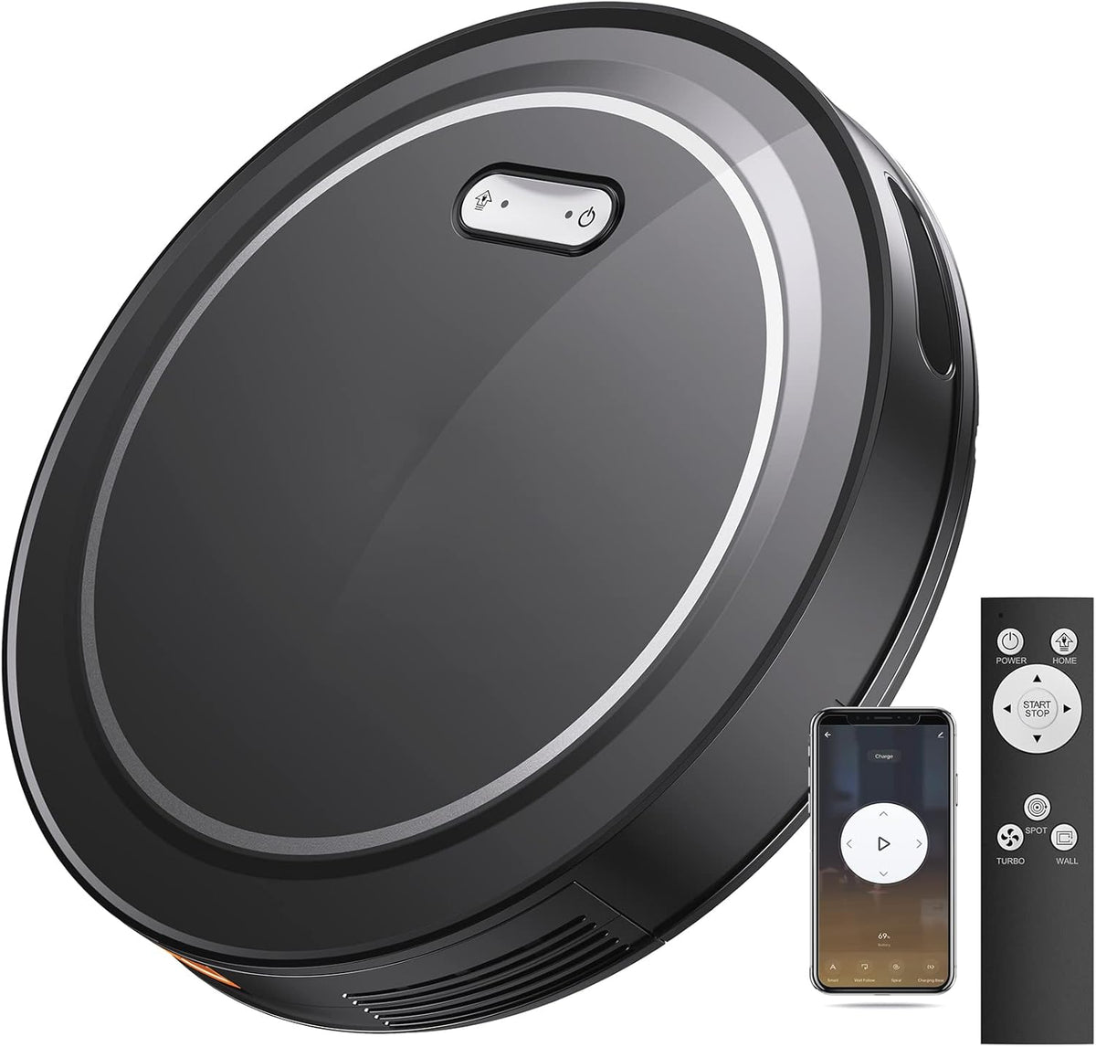 Robot Vacuum Cleaner, 2000Pa Suction, Self Charging, Slim, Wi-Fi/App/Alexa/Remote Control V56854
