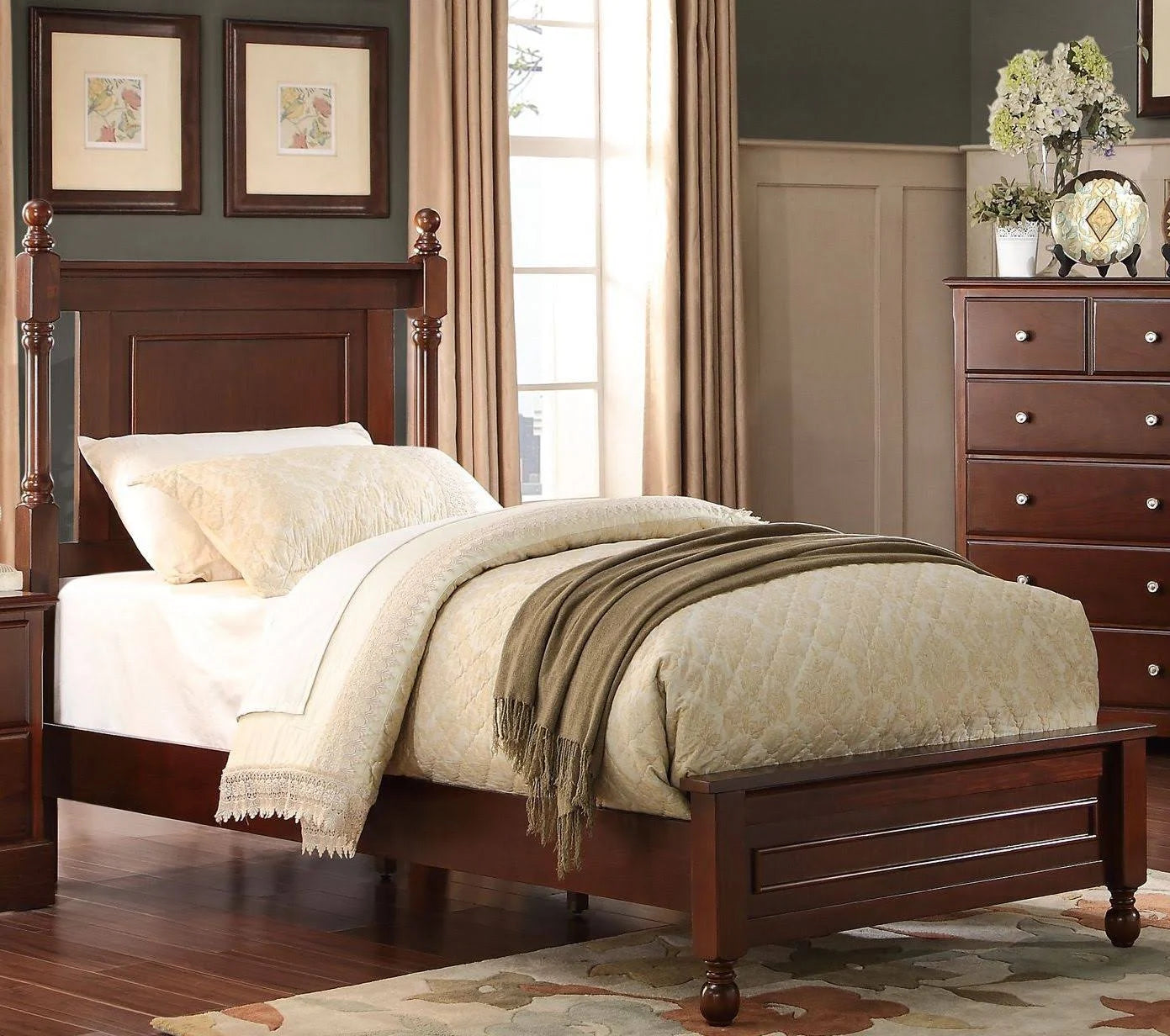 Cherry Twin Panel Bed E37300