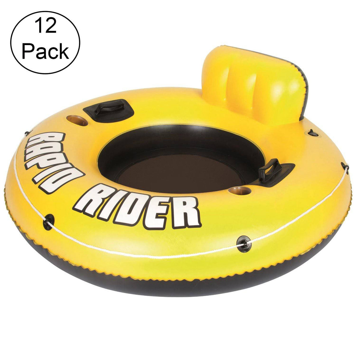 12 Pack Inflatable Raft Tube with Handles and Cup Holders Q723176