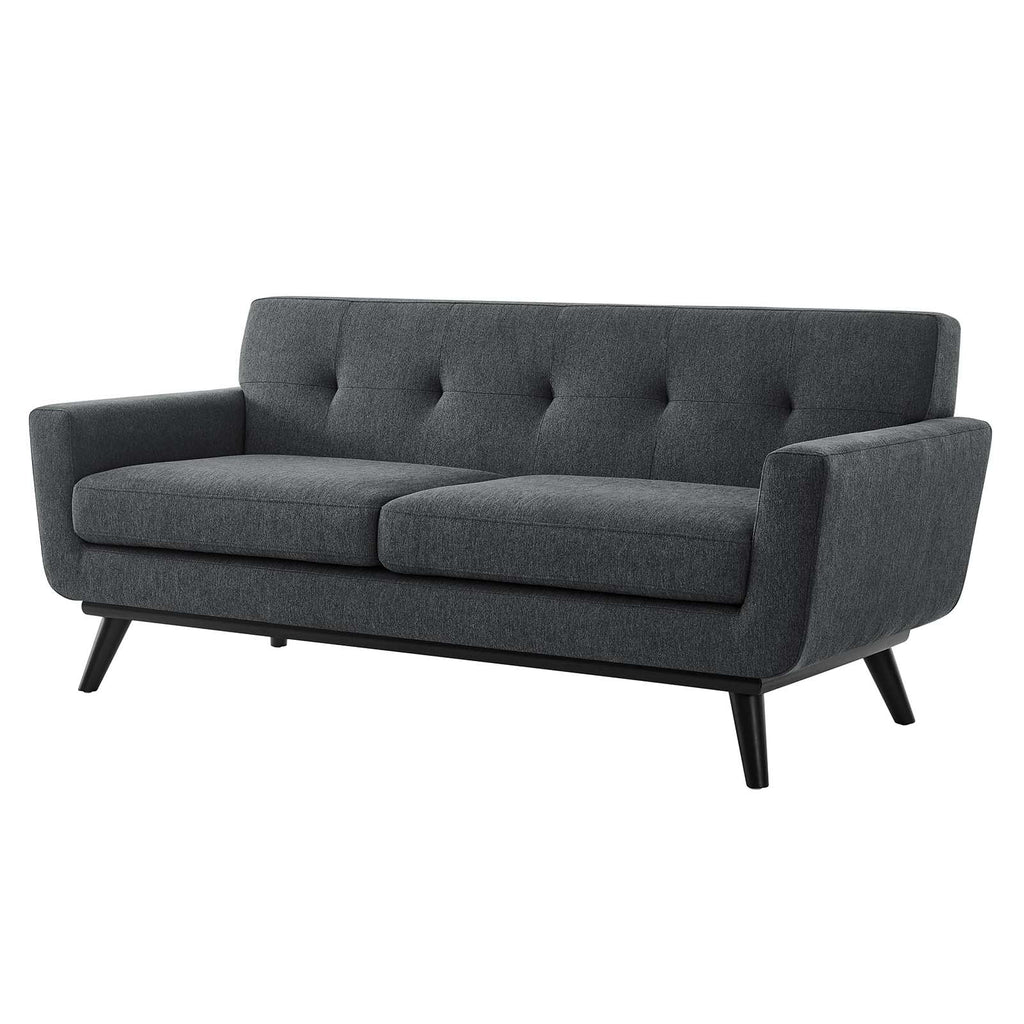 Charcoal Grey Fabric Loveseat Sofa H24516