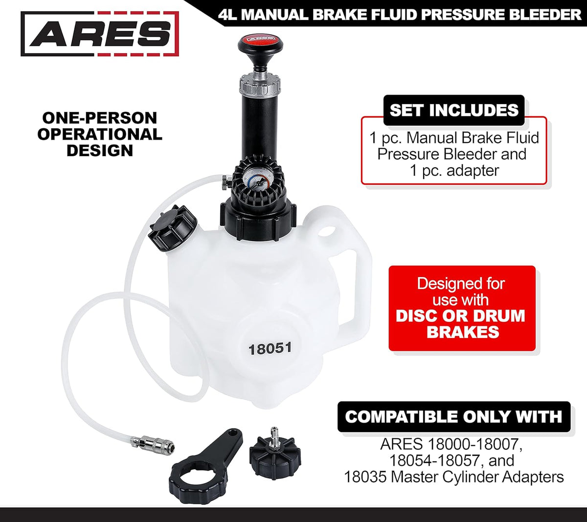 Manual Brake Fluid Pressure Bleeder, 4-Liter, Pack of 2 K630463