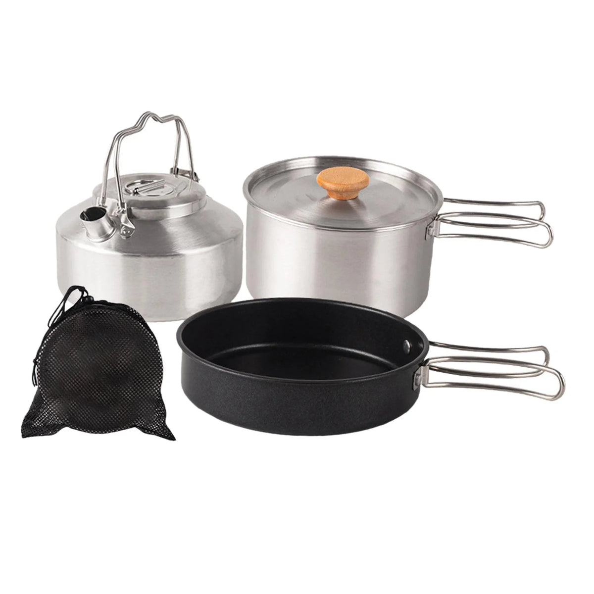 Camping Cookware Set with Saucepan and Kettle N757174