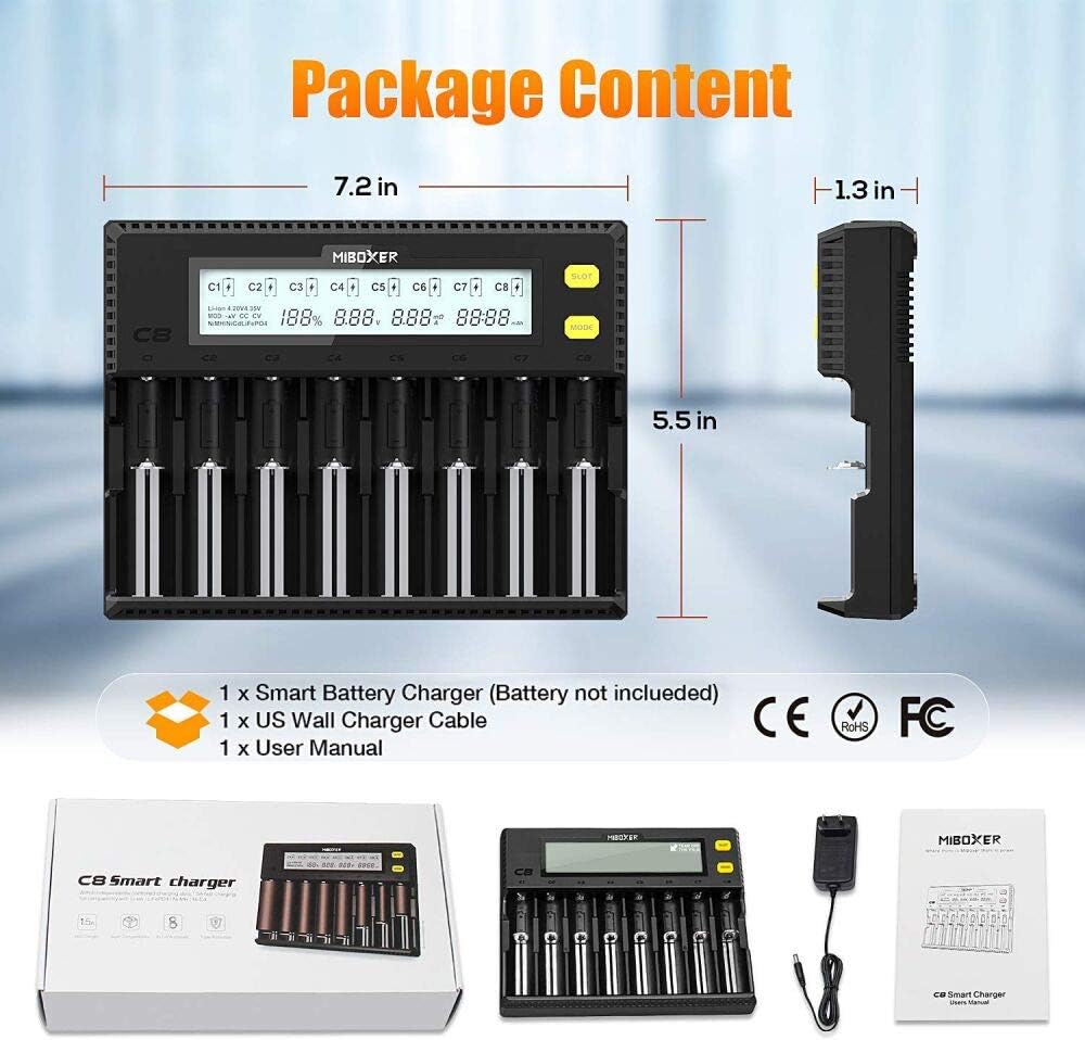 8-Bay Smart Battery Charger with LCD Display X90641