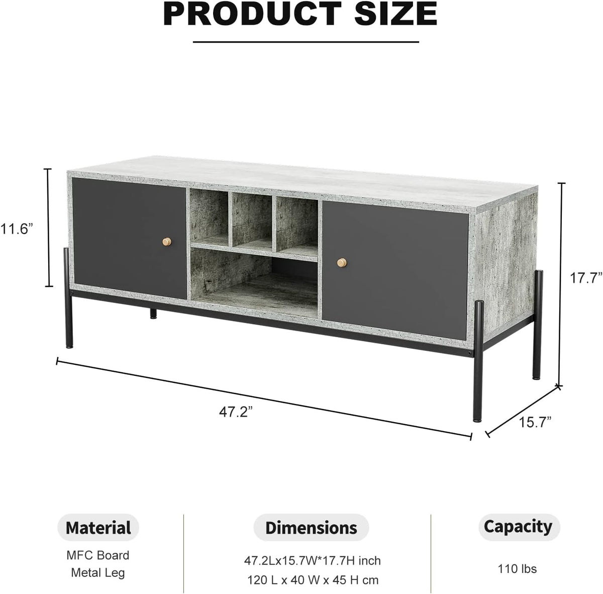 TV Stand with Storage and Open Shelves R234571
