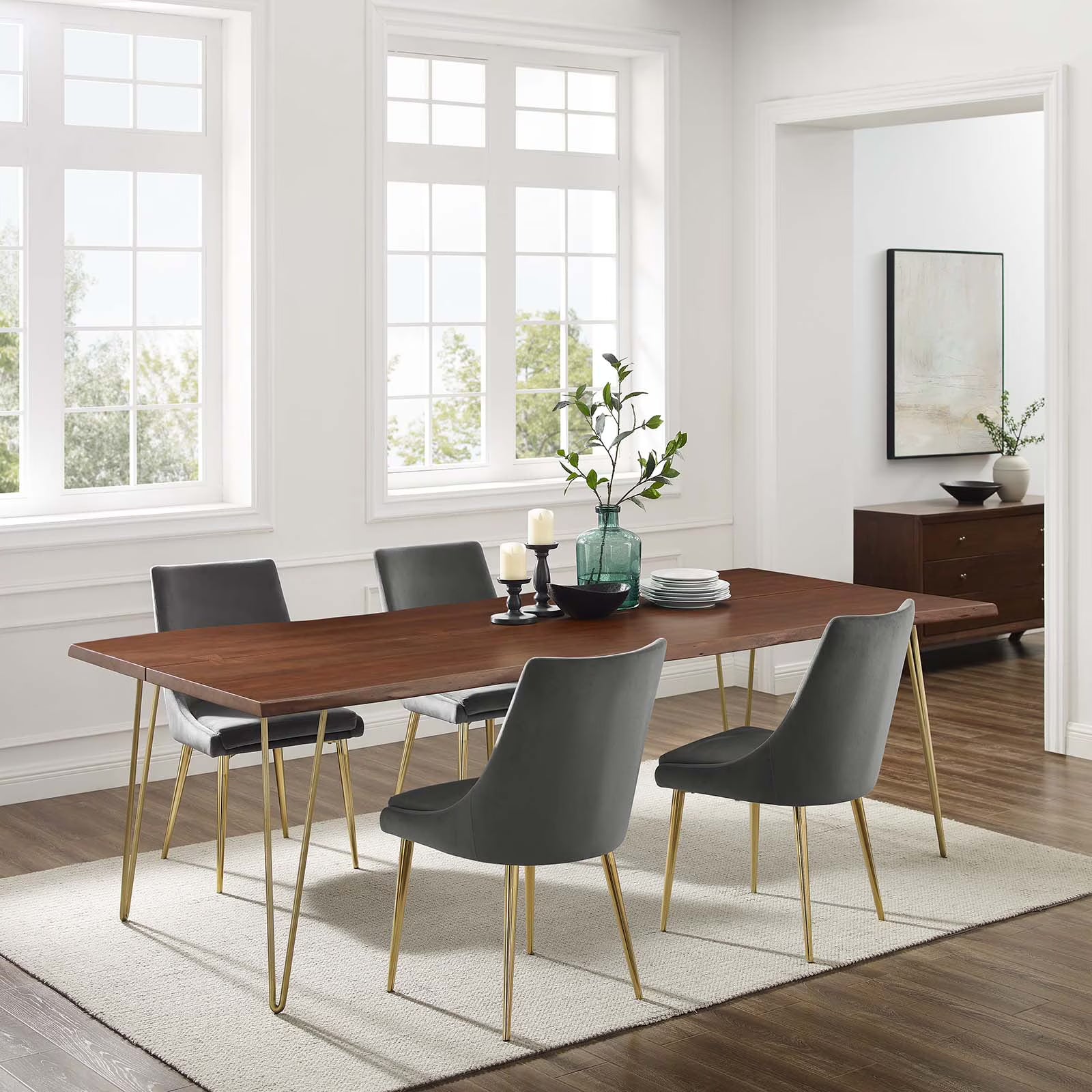 96" Live Edge Acacia Wood Dining Table in Gold Walnut M668