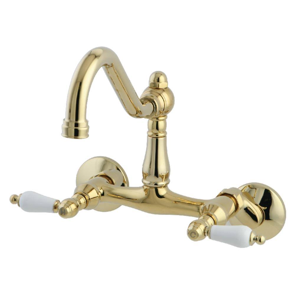 Polished Brass Wall-Mount Kitchen Faucet Q714422
