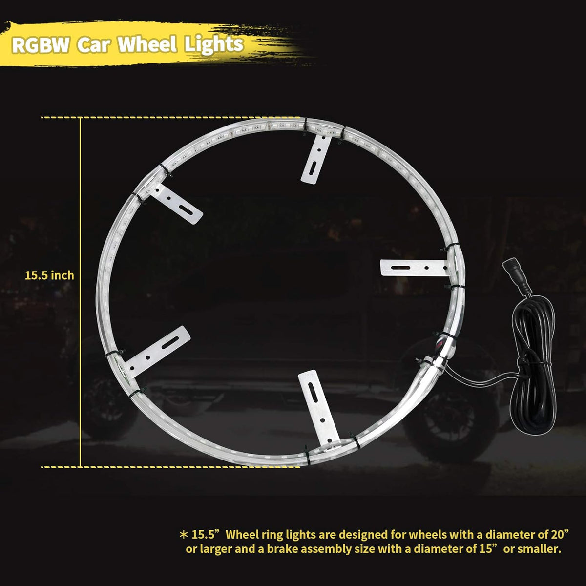 15.5 in 4 PCS 576 LEDs Double-Sided RGBW Wheel Rim Light Kit Q3432