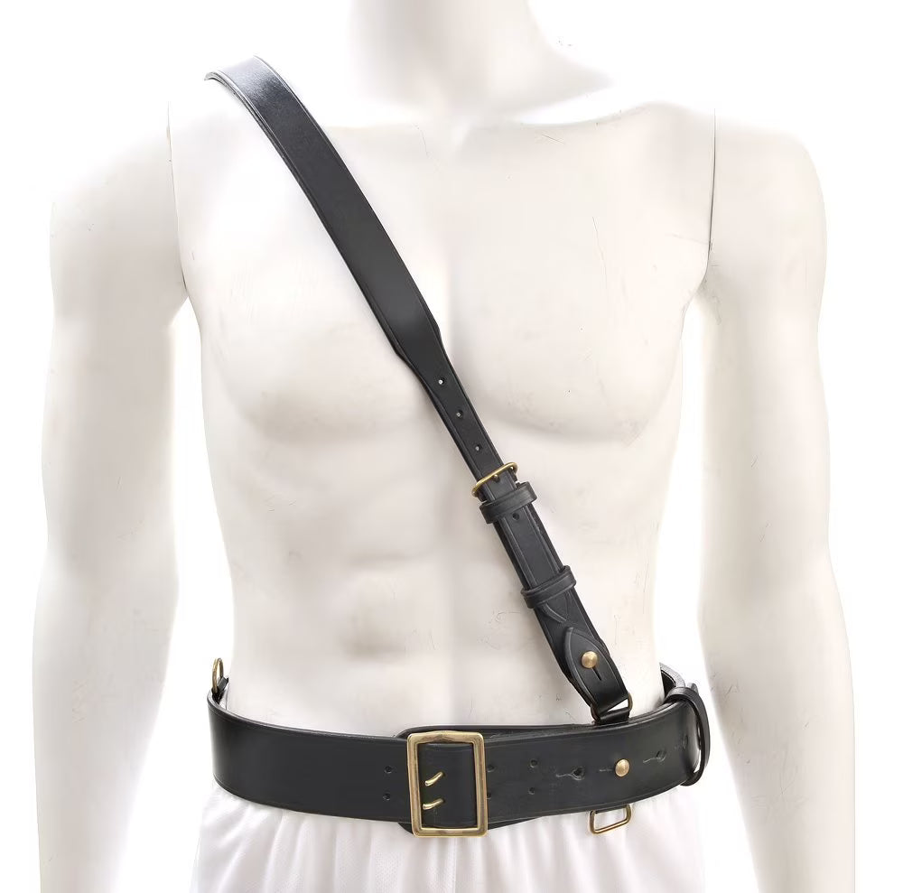 Black Leather Sam Browne Belt with Shoulder Strap C791444