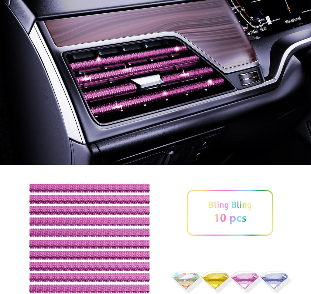 Pink Car Air Vent Decoration Trim Strips, Pack of 10 Q6854
