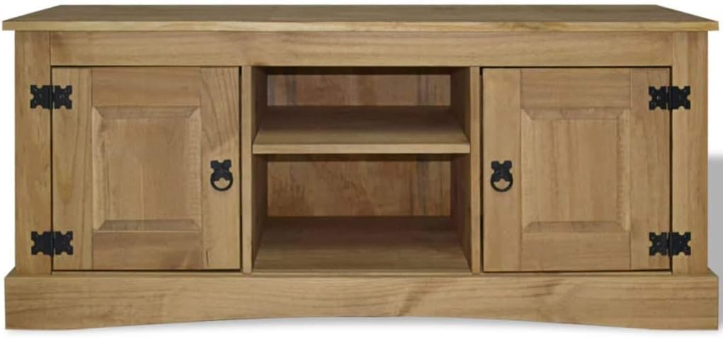 Solid Pinewood TV Cabinet Brown Media Sideboard U48202