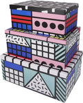 Decorative Storage Cardboard Boxes with Lids, Set of 3, Tropical W789
