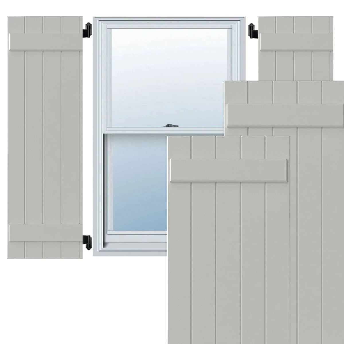 White Composite Board-n-Batten Shutters (Per Pair) N23053