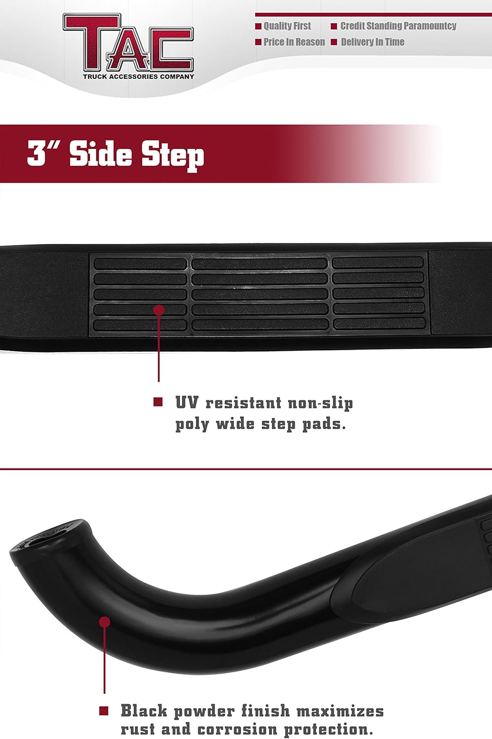 3 Black Side Step Nerf Bars Running Boards 2Pcs Z56103