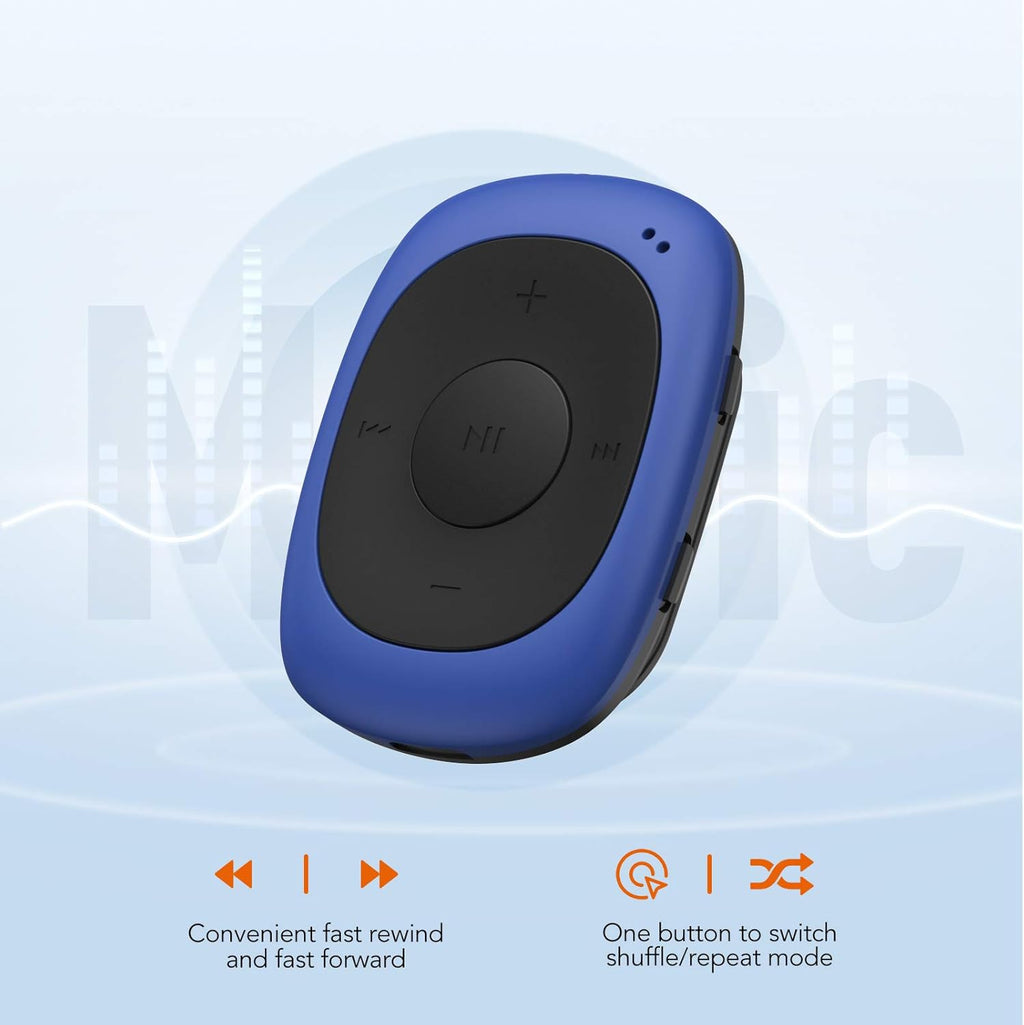 Blue 8GB Clip MP3 Player with FM Radio H395